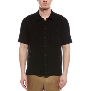 For The Republic Mens Ribbed Polo Shirt, Black